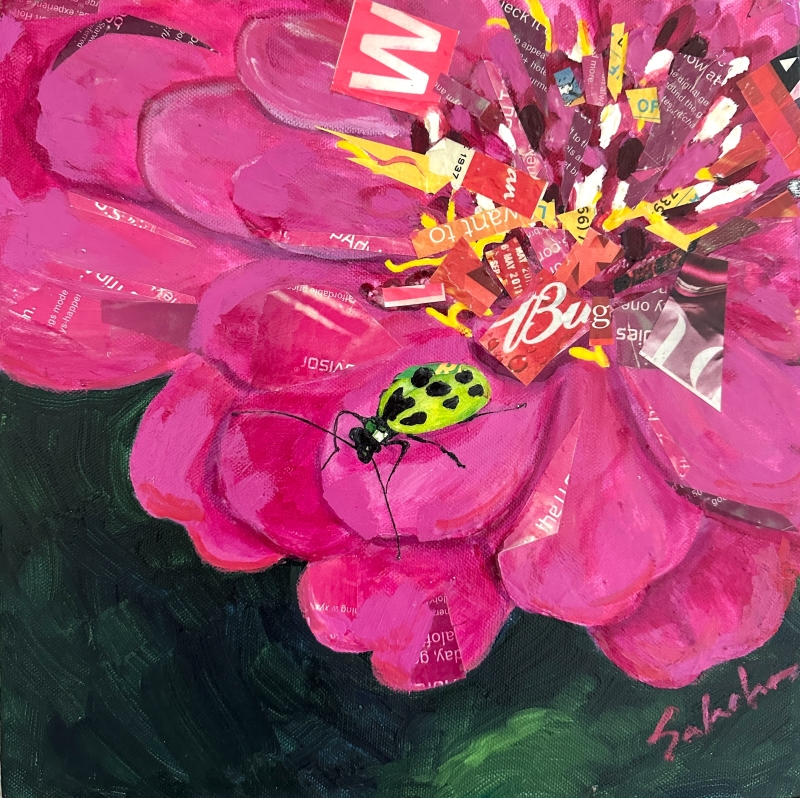 Zingy Zinnia by artist Sue Sakahara